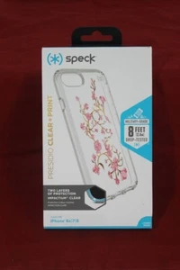 *NEW Speck Presidio Clear+Print 8ft Drop Protection Case iPhone 8 7 SE 2020 C12 - Picture 1 of 2
