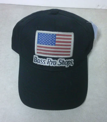 Gorra de béisbol bordada Bass Pro Shops ajustable negra bandera americana Foto 1 de 2