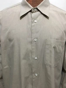 Joseph & Feiss 17 - 34/35 Beige Cotton Long-Sleeve Dress Shirt Made in Canada - Picture 1 of 4