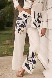 Anthropologie Kenzie Parrott Graphic Pajama Sleep Pants Bottoms S NWT Pjs small - Picture 1 of 4