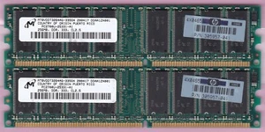512MB 2x256MB DDR-333 PC2700 MICRON MT8VDDT3264AG-335G4 HP 305957-041 DDR1 Kit - Picture 1 of 5