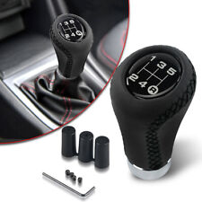 Leather Manual 5 Speed Shifter Black Stitche Gear Stick Shift Knob Universal