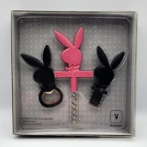 Playboy Wine Lovers Cork Screw, Wine Stopper and Bottle Opener Set New - Picture 1 of 10