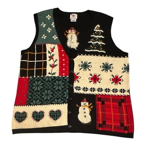 Vintage Nutcracker Christmas Sweater Vest 1999 Size 1X Snowman Tree 3D Knit Isle - Picture 1 of 14