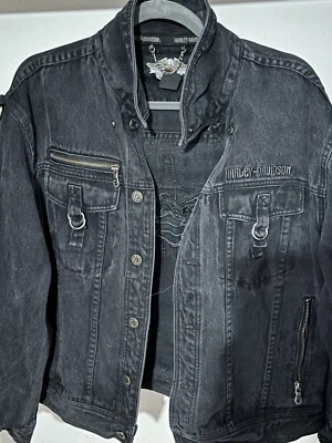 womens motorcycle harley davidson vintage jean jacket medium women - Image 1 of 3
