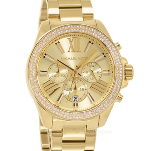 Michael Kors Wren Womens Gold Chronograph Watch, Glitz Crystals, Stainless Steel - Picture 1 of 8