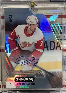 2020-21 UPPER DECK SYNERGY DYLAN LARKIN, #10, AUTO, ROOKIE, SERIAL #10/21, WINGS - Picture 1 of 3