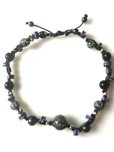 Hematite Glass Poly Clay Anklet Artisan Hand-Made Mother's Day One of a kind