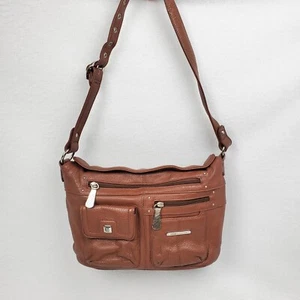 STONE MOUNTAIN Caramel Brown Leather Purse Shoulder Bag Handbag Medium Satchel - Picture 1 of 24