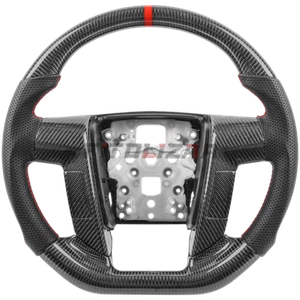 3K Carbon Fiber Steering Wheel For Ford F150 Raptor 09-14 Red Ring Nappa Grips - Picture 1 of 6