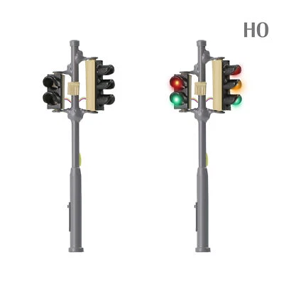 Evemodel 2pcs HO Scale Right-hand Traffic Lights Red Yellow Green Block Signals - Image 1 of 4