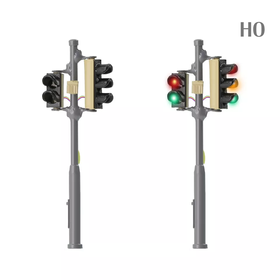 Evemodel 2pcs HO Scale Right-hand Traffic Lights Red Yellow Green Block Signals - Image 1 of 4