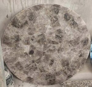 12 Inches Marble Coffee Table Top Light Smoky Quartz Stone Resin Art Side Table
