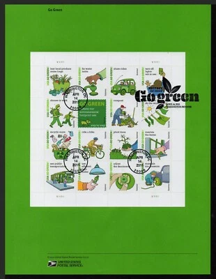 USA, SCOTT # 4524, SOUVENIR PAGE OF YEAR 2011 GO GREEN & PROTECT THE ENVIRONMENT - Image 1 of 2
