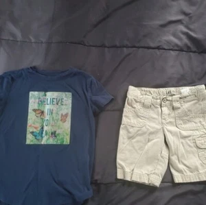 girl 6 khaki shorts and tee - Picture 1 of 3