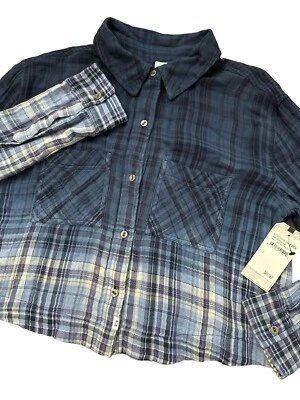 Melrose and Market Algodón Cuadros Crop Ombre Abotonado Pequeño Nuevo con Etiquetas Nordstrom Rack Foto 1 de 4