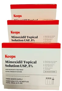 Keeps Extra Strength Minoxidil Hair Growth, 5% Solution - 3 Boxes x 3. exp 04/25 - Picture 1 of 1