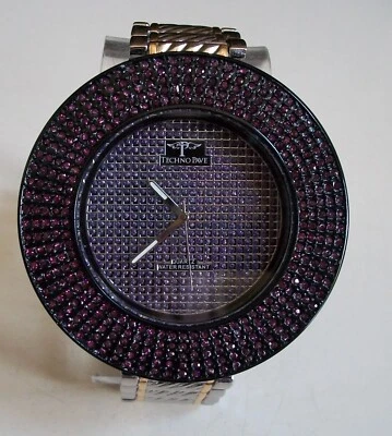 Men's Purple Bling Silver, Gold & Black Finish Techno Pave Fashion Watch - Image 1 of 4