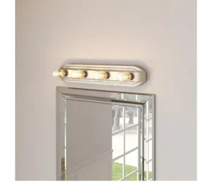 Raceway 4-Light Retro Vanity Light Brushed Nickel 24" - Picture 1 of 4