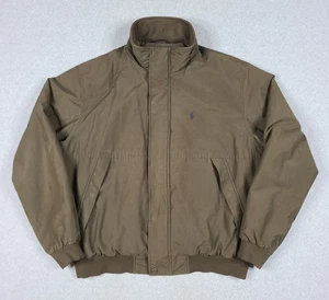 Polo Ralph Lauren Vintage Zip Jacket Mens Large Fleece Green Brown - Picture 1 of 12