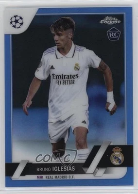 2022 Chrome UEFA Club Competitions Blue Refractor /150 Bruno Iglesias Rookie RC - Image 1 of 2