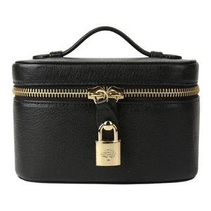 MULBERRY Portagioie Vanity Case Nero Lucido Pelle di Capra con Scatola Borsa Venditore Giappone - Foto 1 di 13