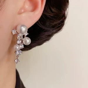 European and American exaggerated zircon pearl earrings - Picture 1 of 3