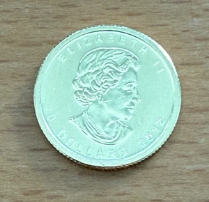 Canada 2012 Gold 1/4 oz $10 Maple Leaf UNC with minor hairlines - Picture 1 of 2