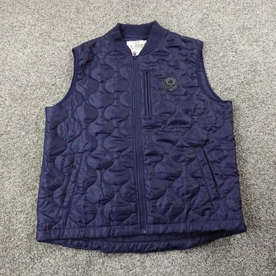 Zero Foxtrot Vest Mens L Blue Full Zip Quilted Woobie Lightweight Skull Military - Image 1 of 4