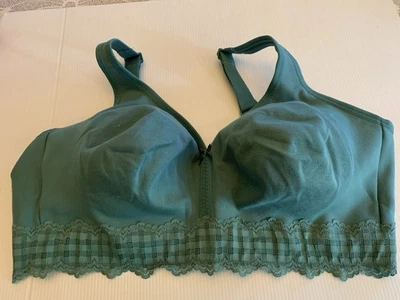 NUEVO Sujetador Lane Bryant Cacique Sin Forro Sin Alambres 42DDD Verde Espuma de Mar con Banda de Encaje Foto 1 de 4