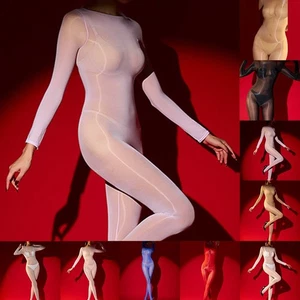 O Neck Langarm Bodystocking für Damen hohe Elastizität enger Overall - Bild 1 von 23