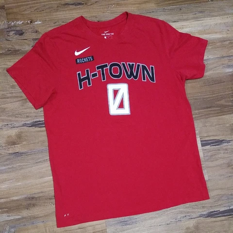 🏀 Nike Dri-Fit NBA Houston Rockets #0 Russell Westbrook H-Town T-Shirt LARGE 🚀 Cover