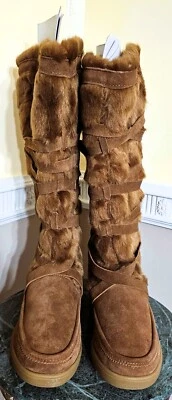 NWB Womens Report Signature Lorrian Dark Tan Faux Fur Leather Winter Boots 8 - Image 1 of 4