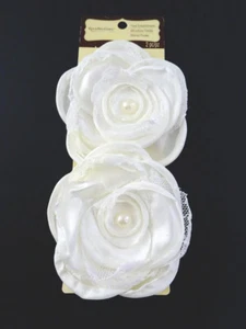 2 Recollections White Lace Floral Embellishment w/Pearl Center 4" NEW - Picture 1 of 2