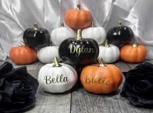 Personalised Name Pumpkin Artificial Halloween Autumn Decor Gift Decoration - Picture 1 of 6