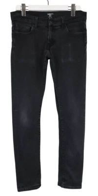 Carhartt Wip Vaqueros Hombres W31/L32 Negro Desteñir Efecto Ajustado Logo Fly - Imagen 1 de 4