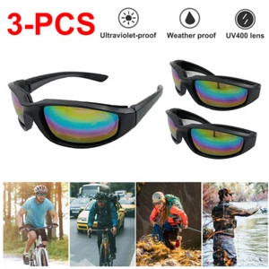 3pcs Padded Foam Wind Resistant Sunglasses Motorcycle Chromatic Riding Glasses - Picture 1 of 12