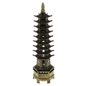 Chinese Buddhism Zinc Alloy Feng Shui Wen Chang Pagoda Tower Crafts Furnishing A - Picture 1 of 12