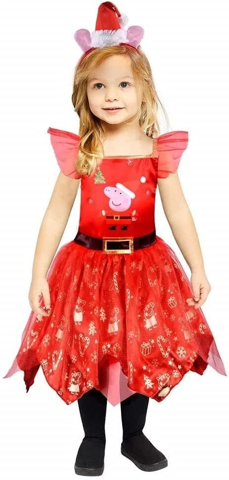 Peppa Pig Kostüm Für Mädchen – Jumpsuit Mit Hut, Größe Large (4-6 Jahre)