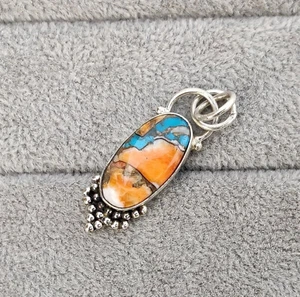 Oyster Copper Turquoise Gemstone 925 Sterling Silver Handmade Pendant S-38 - Picture 1 of 5