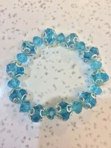 Light Blue Glass Stretch Bracelet Brand New XMAS PRESENT WOMANS/GIRLS - Picture 1 of 1