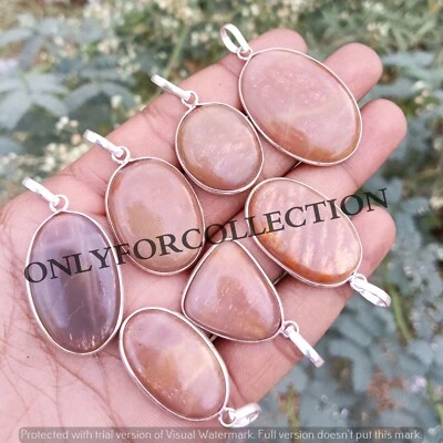 Продажа натуральный солнечный камень драгоценный камень 925 пробы покрытием лот безель подвески лот - Изображение 1 из 4