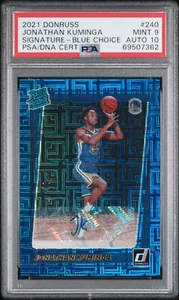 2021-22 Donruss Jonathan Kuminga Blue Choice Auto /49 PSA 9 Warriors RC - Picture 1 of 2