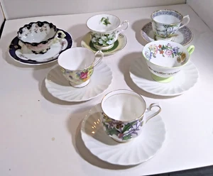 6 Mismatched Teacups & Saucers, 4 Royal Albert, 1 Shelley, 1 Other - Picture 1 of 22