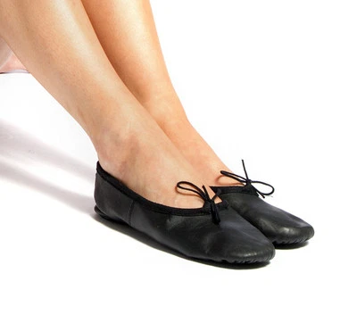 proVora Black Leather Ballet Shoes. Split Sole. Ladies & Mens. Sizes 2, 3, 4, 5