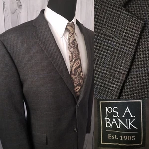 Abrigo deportivo Jos Bank para hombre 44R gris marrón pata de gallo lana 2 Btn - Imagen 1 de 21