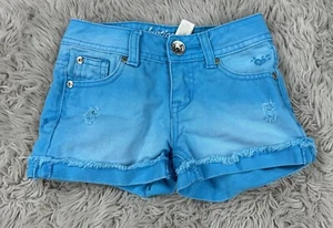 Justice Jeans Girl's sz 6R Light Bright Blue Distressed Shorts - Picture 1 of 3