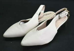 Pikolinos Womens White Leather Heels Adjustable Back Strap Pointed Toe Size 37 - Picture 1 of 10