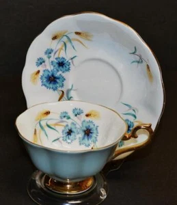 Vintage 50s ROYAL ALBERT England China CORNFLOWER Pattern Set Cup & Saucer - Picture 1 of 4