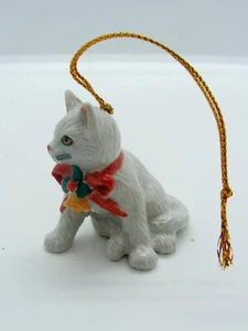 Gatito decoración árbol de Navidad porcelana rosa del norte con campana R258 - Imagen 1 de 4